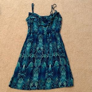 Blue and green printed dress